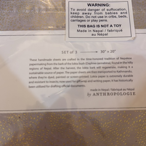 Anthropologie Hand Made Gift Wrap Foil Gold Trees Lumi wrapping paper Christmas - Picture 5 of 5